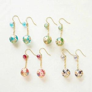 Cherry Blossom Bead Earrings Red – Sakura Pattern | Made in Japan