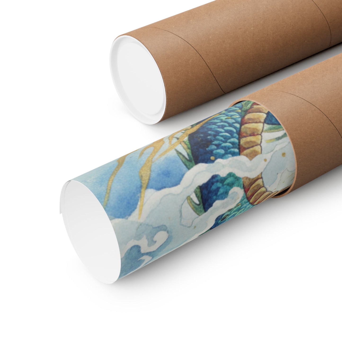 Blue Doragon Matte Poster — Japanese Ink Landscape Vertical Print