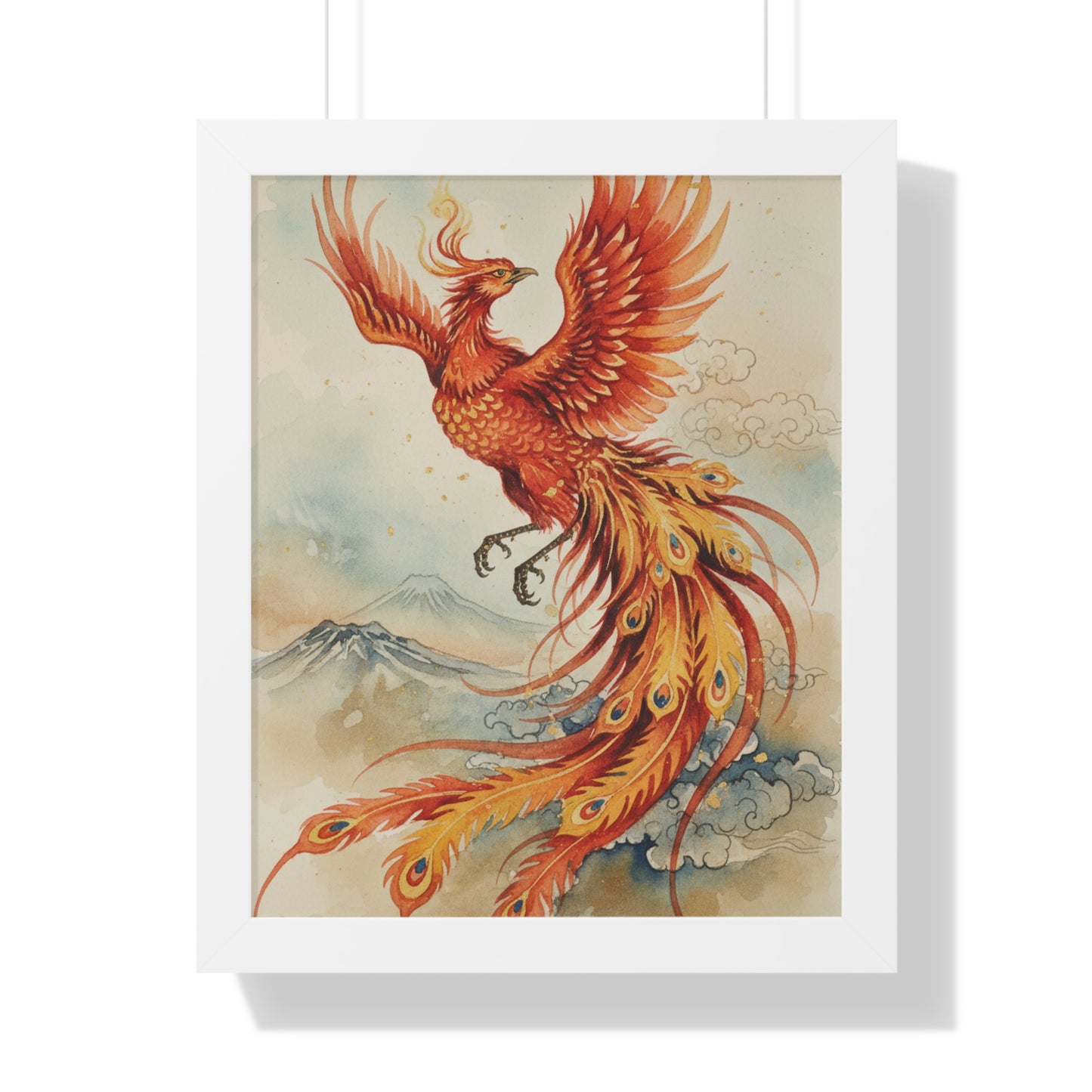 Framed Japanese Phoenix Poster – Sunrise Wall Art | Museum-Quality Print