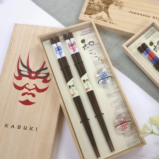 Juego de regalo de palillos de madera japoneses – Diseños de arte japonés | Envío gratuito