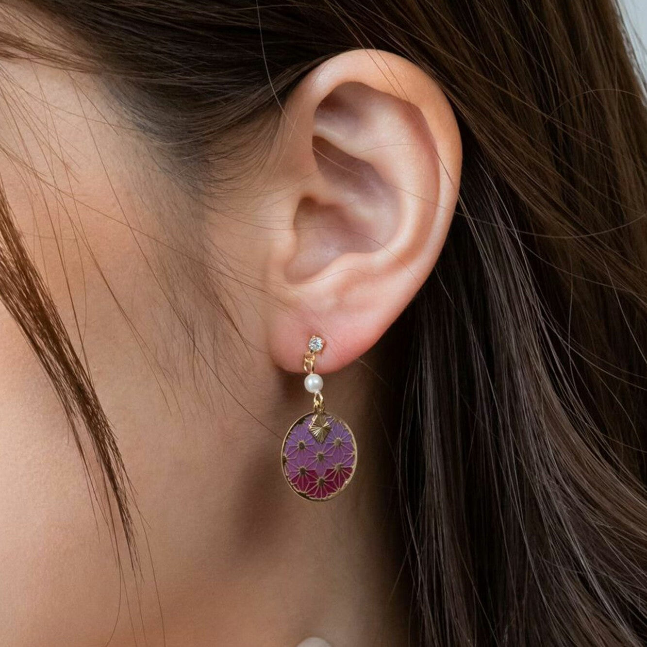 Japanese Asanoha Earrings – Traditional Hemp Leaf Pattern | Made in Japan