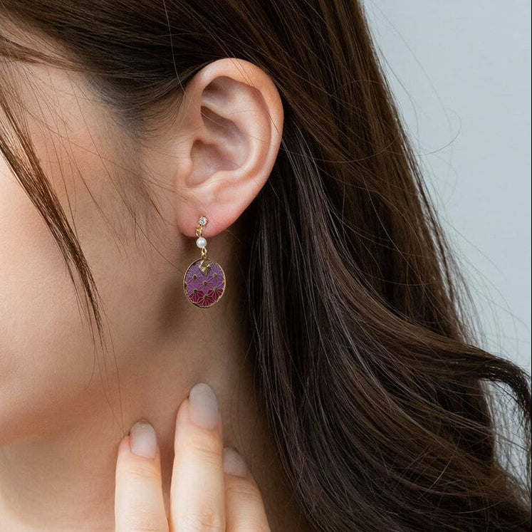 Japanese Asanoha Earrings – Traditional Hemp Leaf Pattern | Made in Japan