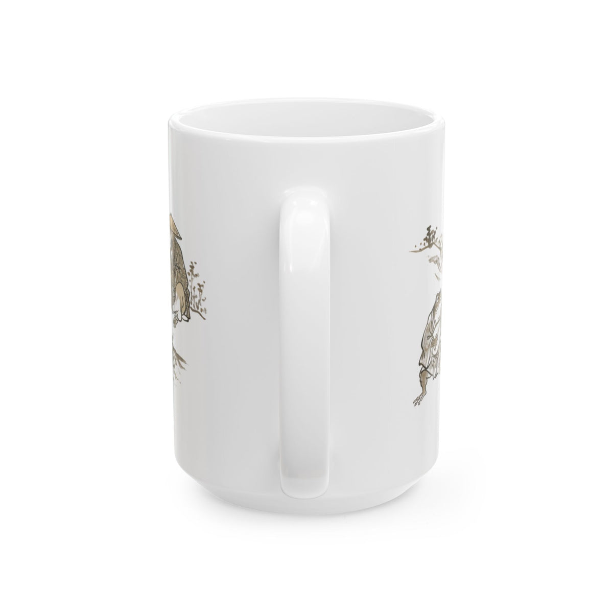 Taza de arte japonés Chōjū-Giga – Lucha de sumo de conejos con rana y mono