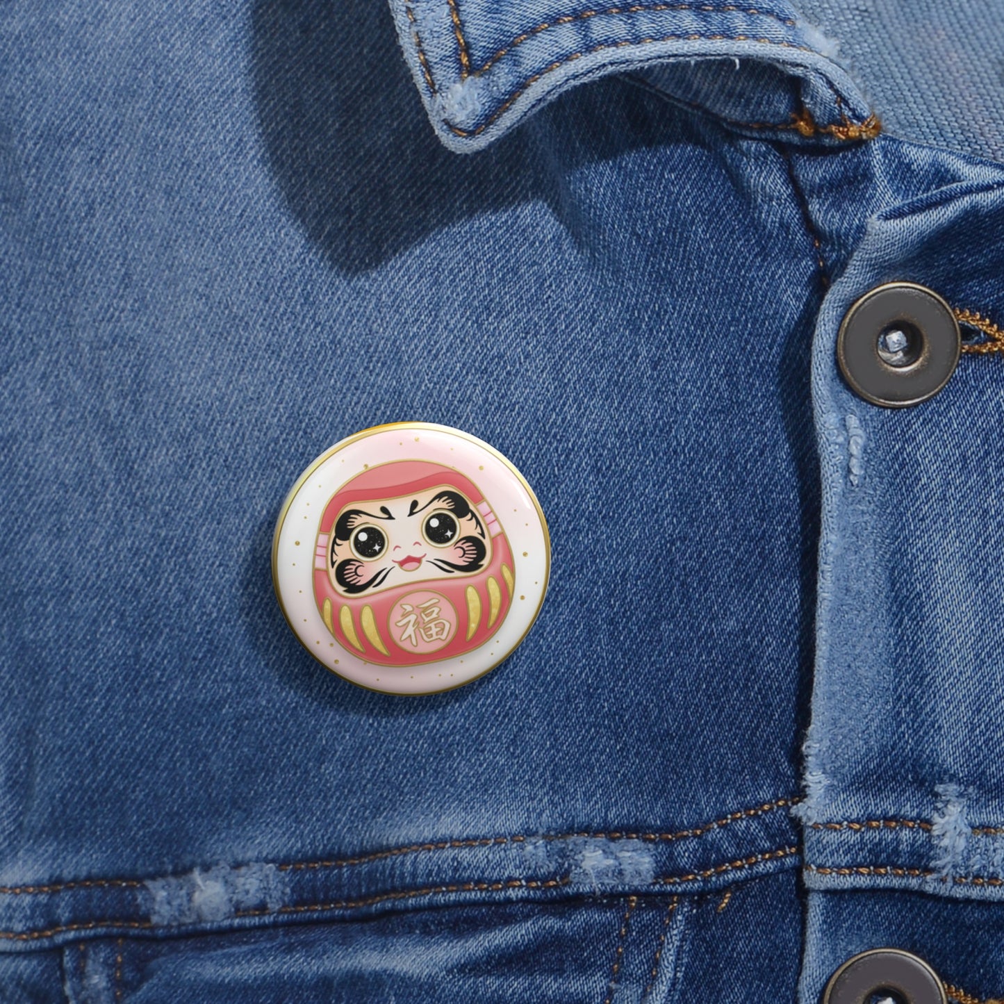 Daruma Lucky Charm Pin Button — Cute Japanese Glück Daruma Badge