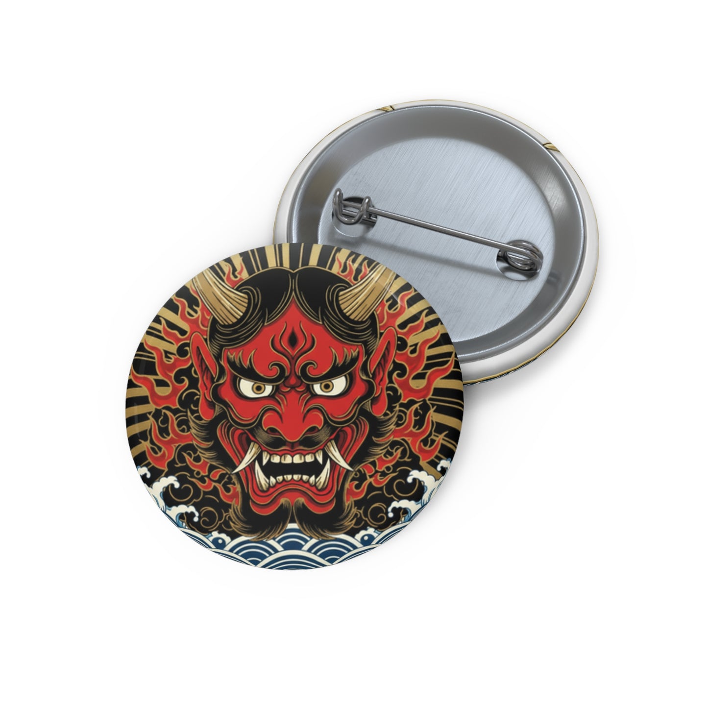 Hannya Demon Pin Button – Japanese Oni Mask Enamel-Style Badge