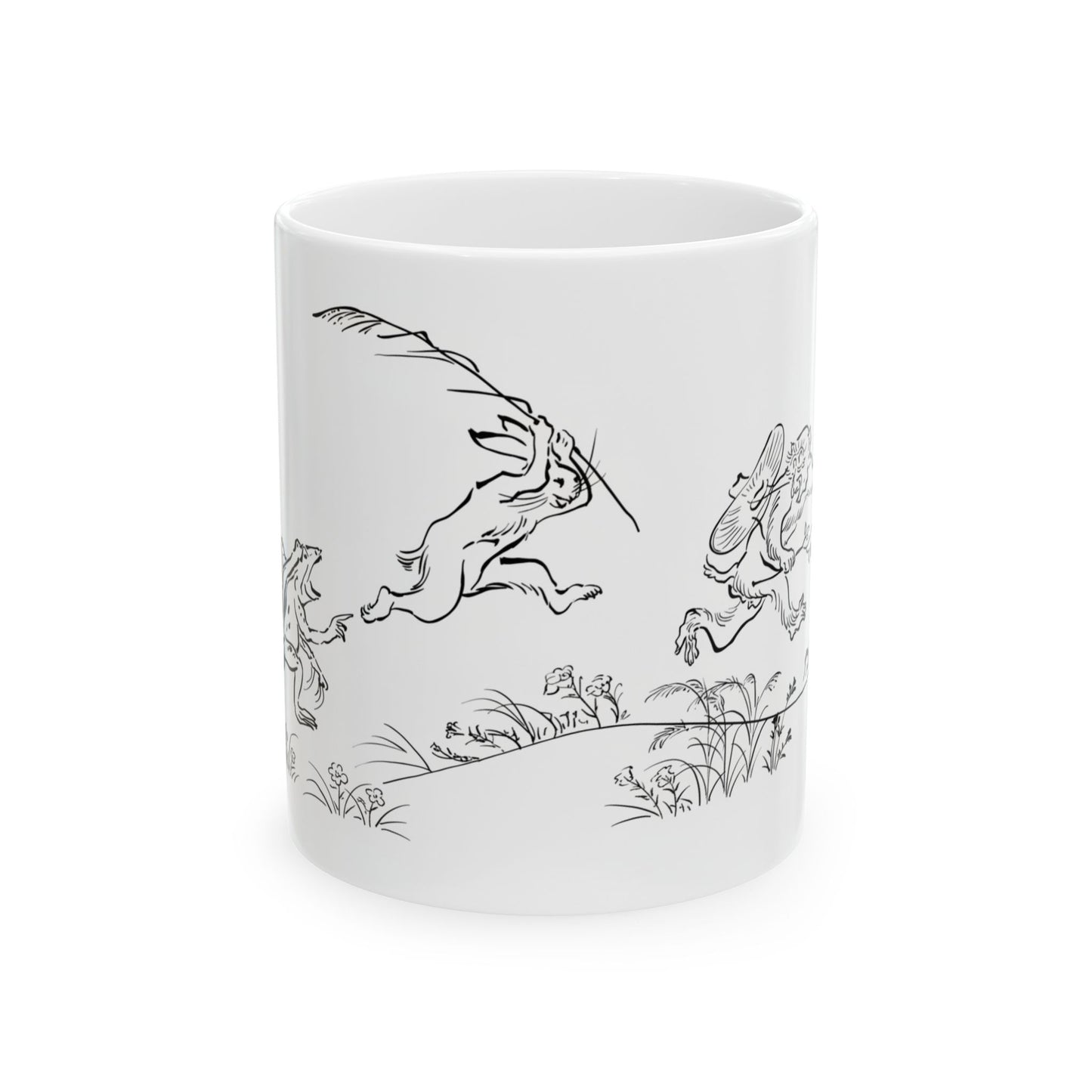 Chōjū-Giga Japanese Art Mug – Rabbit, Frog & Monkey Ceramic Coffee Cup