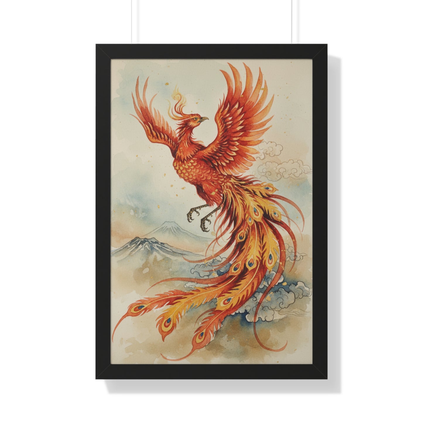 Framed Japanese Phoenix Poster – Sunrise Wall Art | Museum-Quality Print