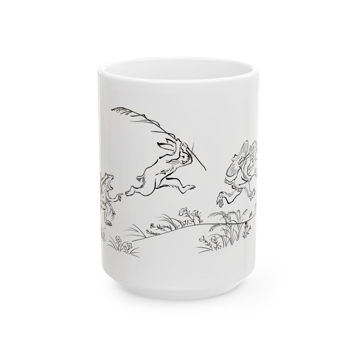Chōjū-Giga Japanese Art Mug – Rabbit, Frog & Monkey Ceramic Coffee Cup
