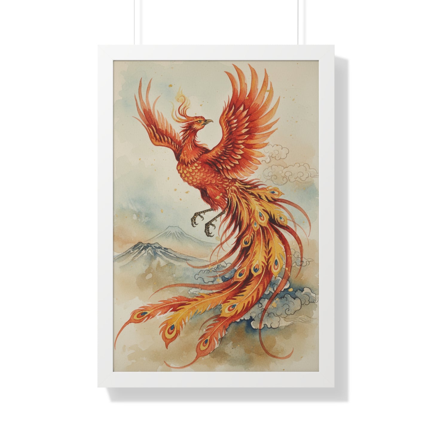 Framed Japanese Phoenix Poster – Sunrise Wall Art | Museum-Quality Print