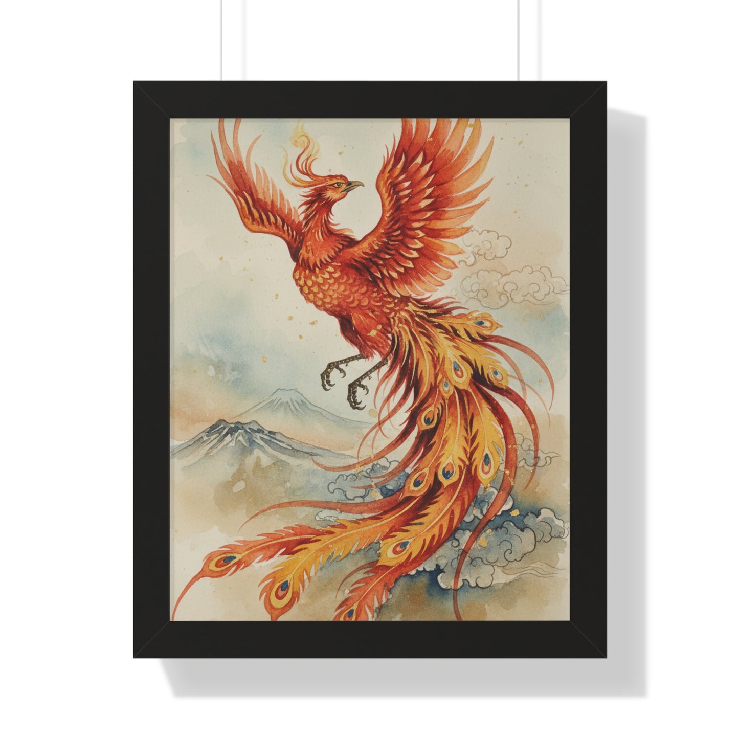 Framed Japanese Phoenix Poster – Sunrise Wall Art | Museum-Quality Print