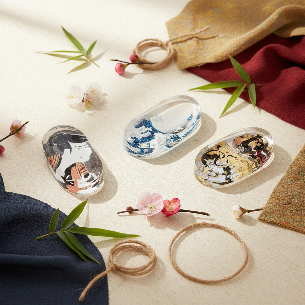 アクリル箸置き3個セット 和風2