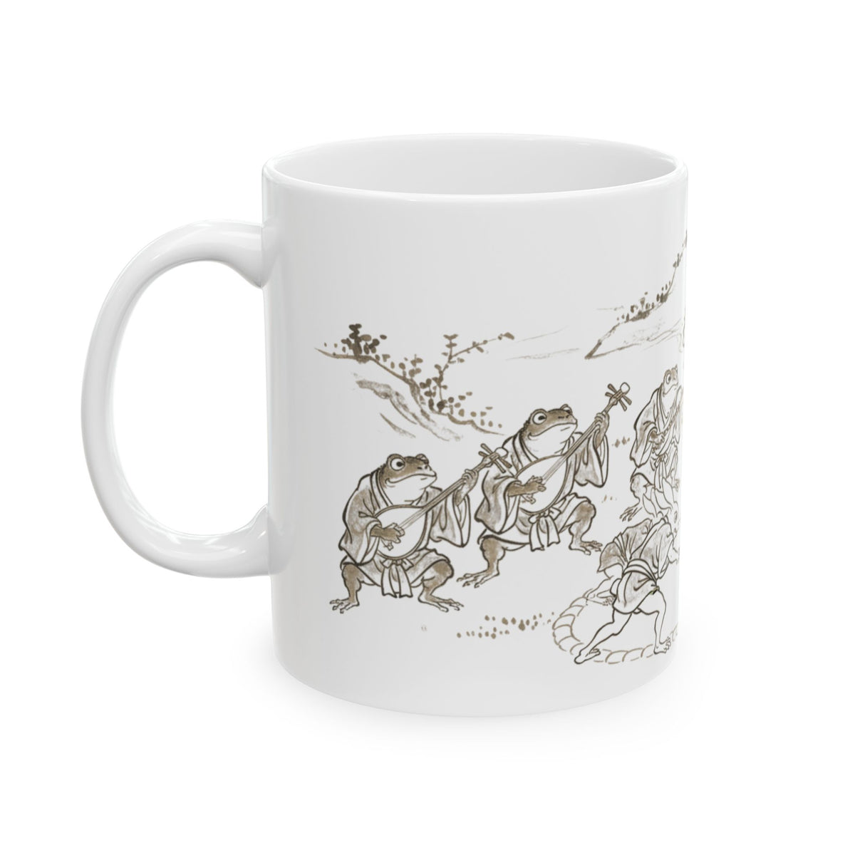 Taza de arte japonés Chōjū-Giga – Lucha de sumo de conejos con rana y mono