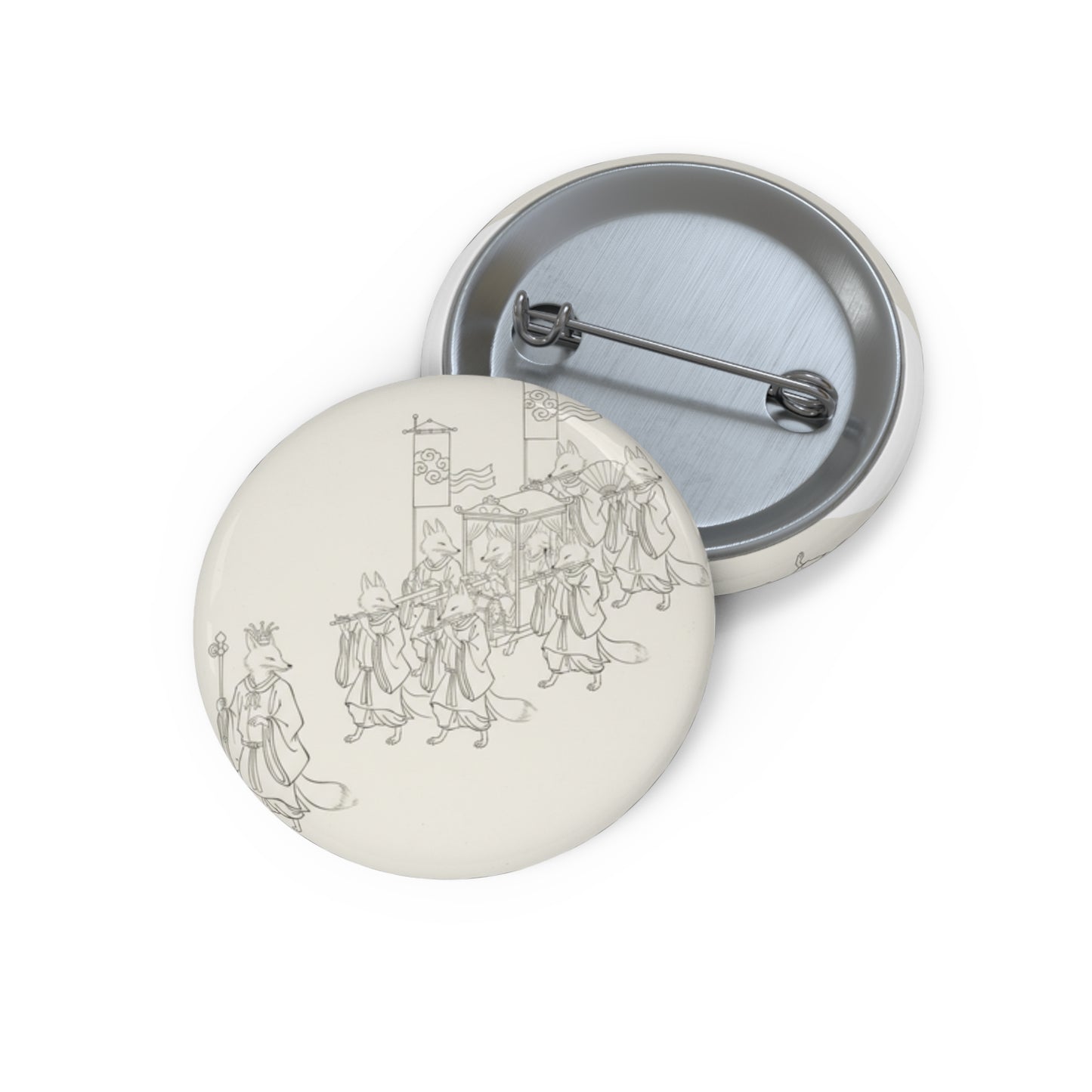 Vintage Festival Parade Pin Button — Antique Illustration Badge