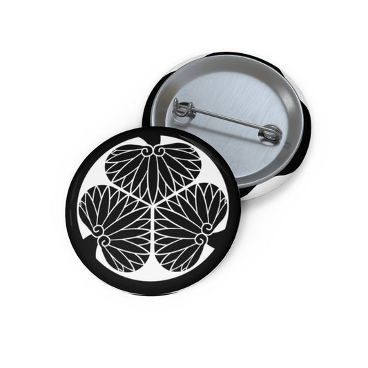 Tokugawa Kamon Pin — Mitsuba Aoi Japanese Family Crest Badge