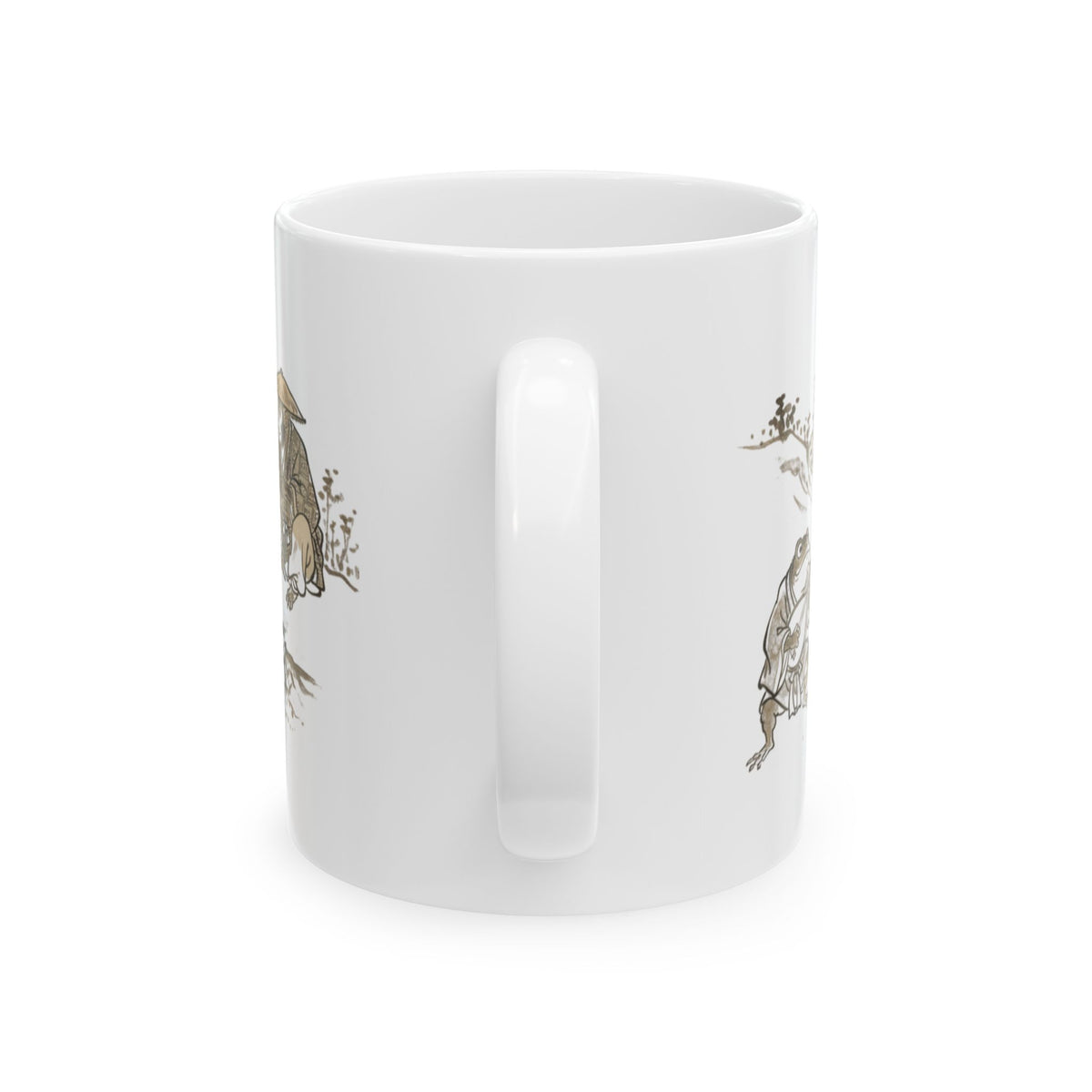 Taza de arte japonés Chōjū-Giga – Lucha de sumo de conejos con rana y mono
