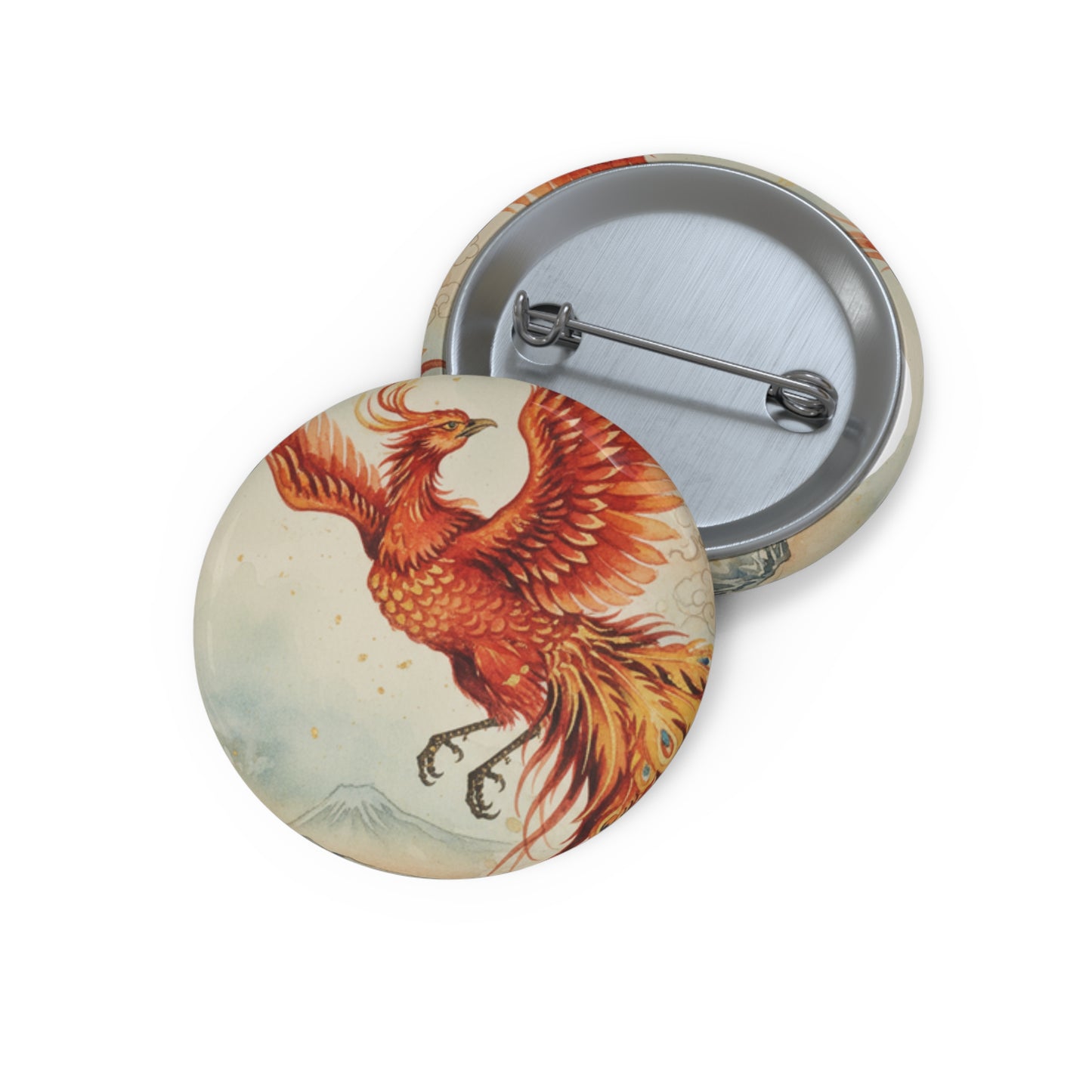 Phoenix Pin Button — Retro Mythical Bird Badge