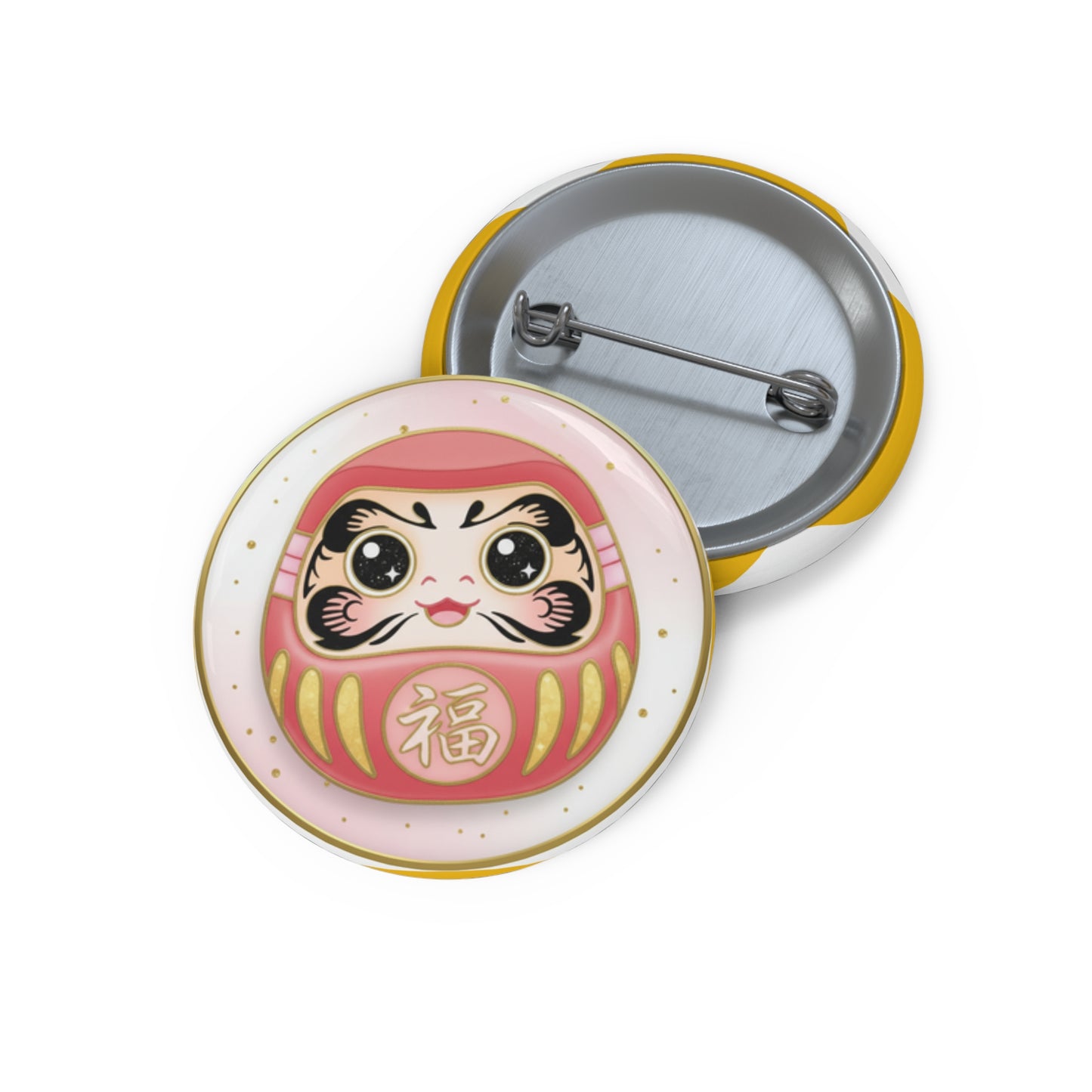 Daruma Lucky Charm Pin Button — Cute Japanese Glück Daruma Badge