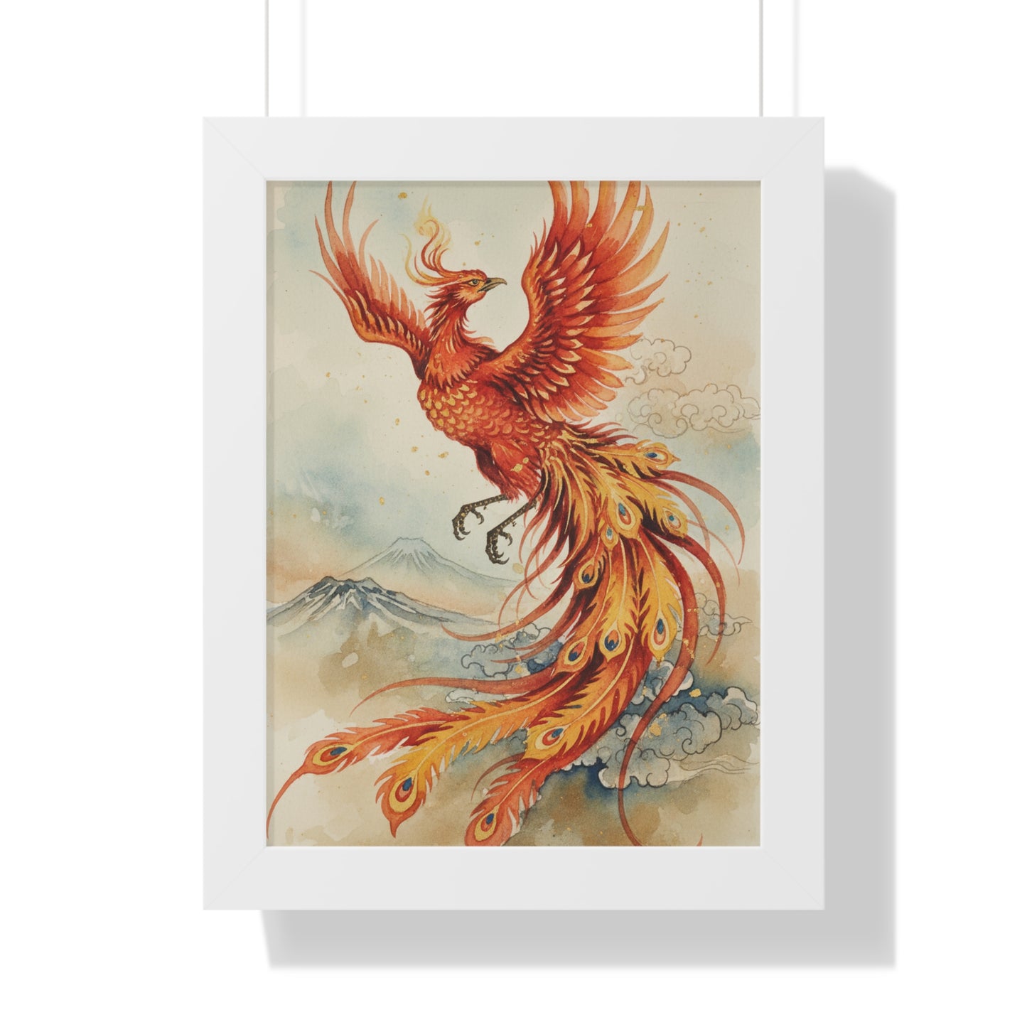 Framed Japanese Phoenix Poster – Sunrise Wall Art | Museum-Quality Print