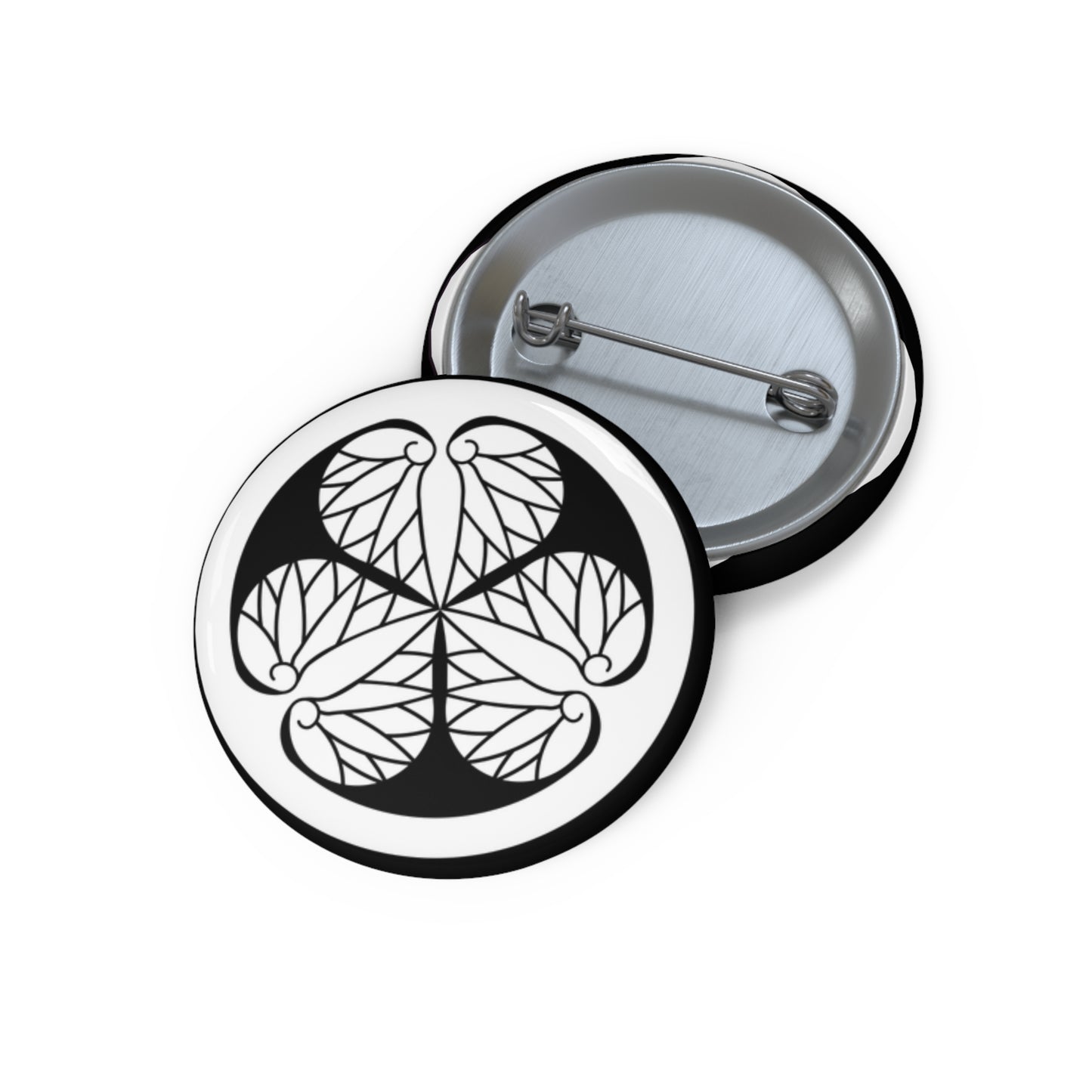 Tokugawa Kamon Pin — Mitsuba Aoi Japanese Family Crest Badge(White)