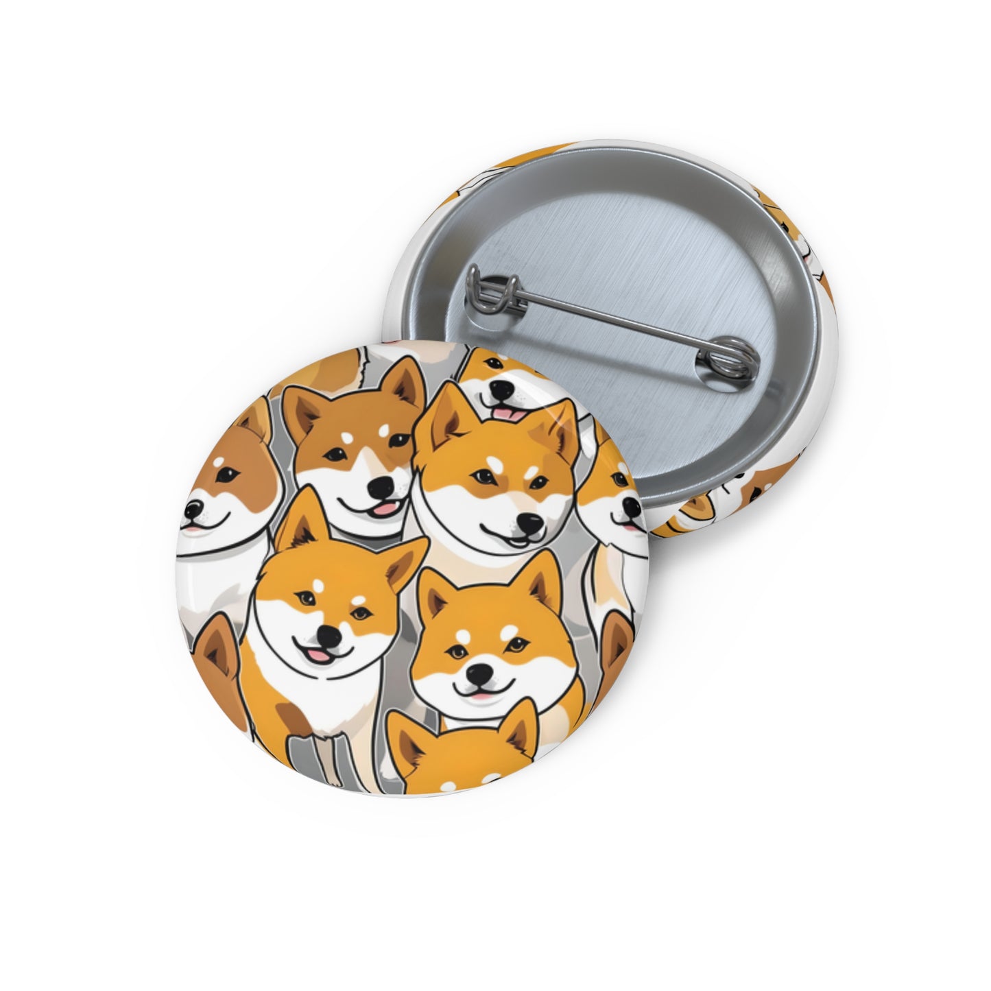 Shiba Inu Pattern Pin Button — Cute Dog Badge for Jackets & Backpacks