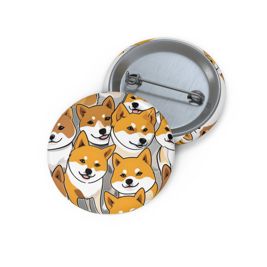 Shiba Inu Pattern Pin Button — Cute Dog Badge for Jackets & Backpacks