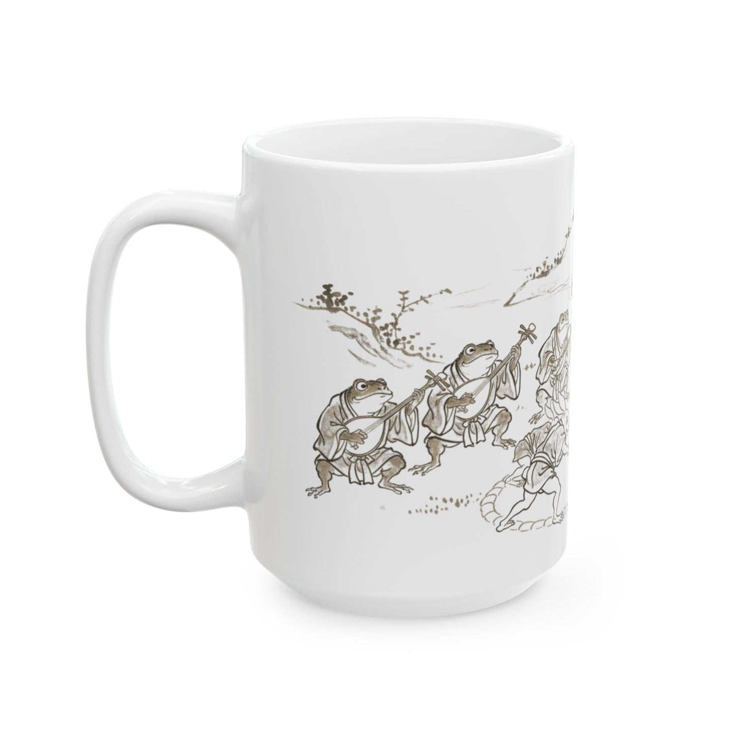Taza de arte japonés Chōjū-Giga – Lucha de sumo de conejos con rana y mono