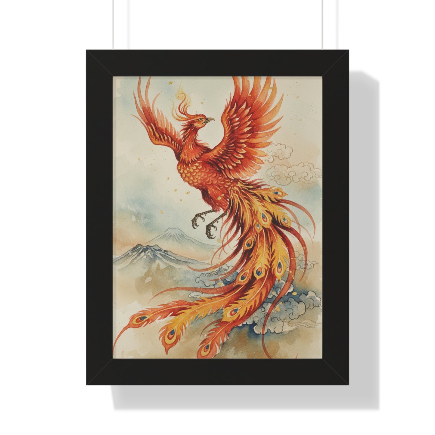 Framed Japanese Phoenix Poster – Sunrise Wall Art | Museum-Quality Print