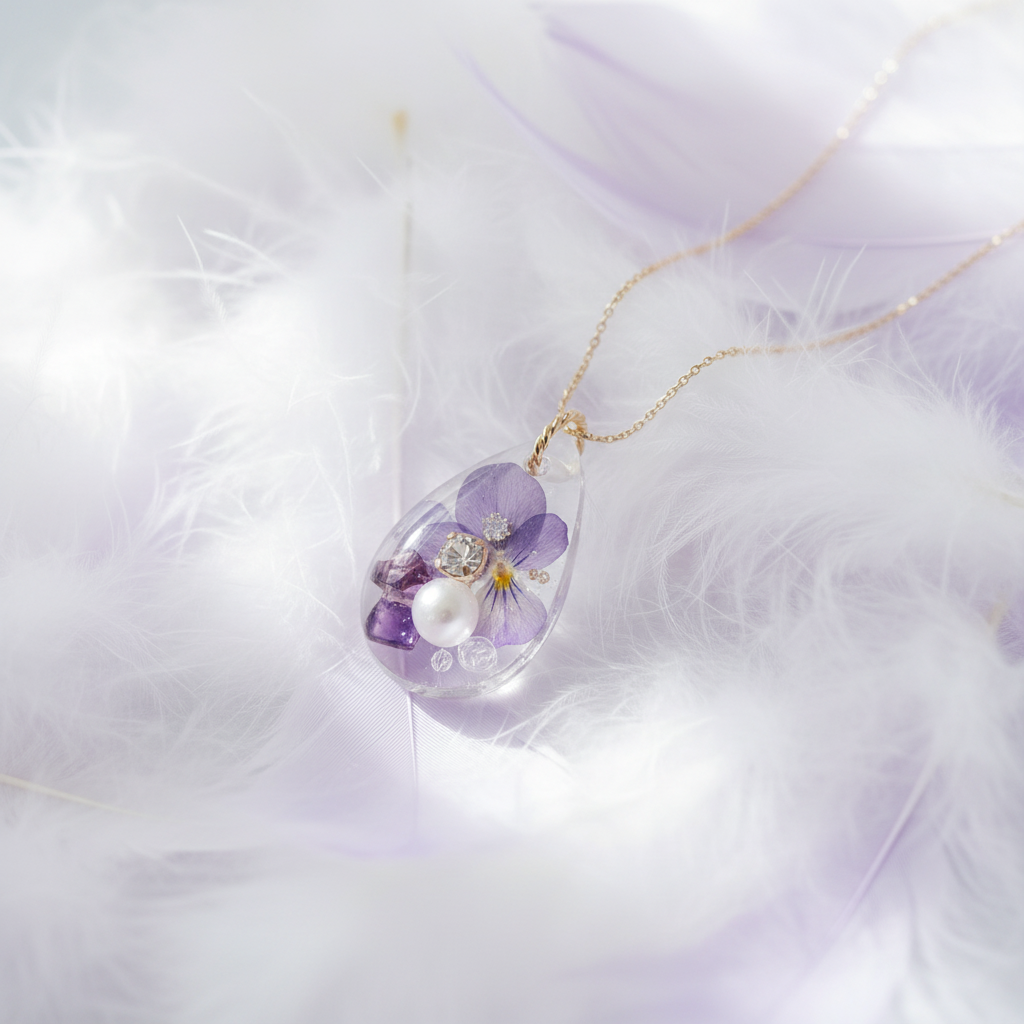 Amethyst Necklace Feathers 1