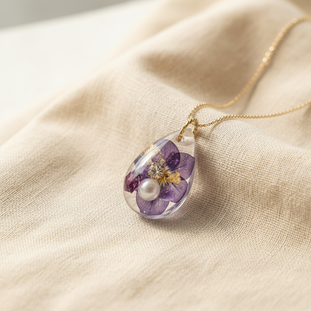 Amethyst Necklace Linen