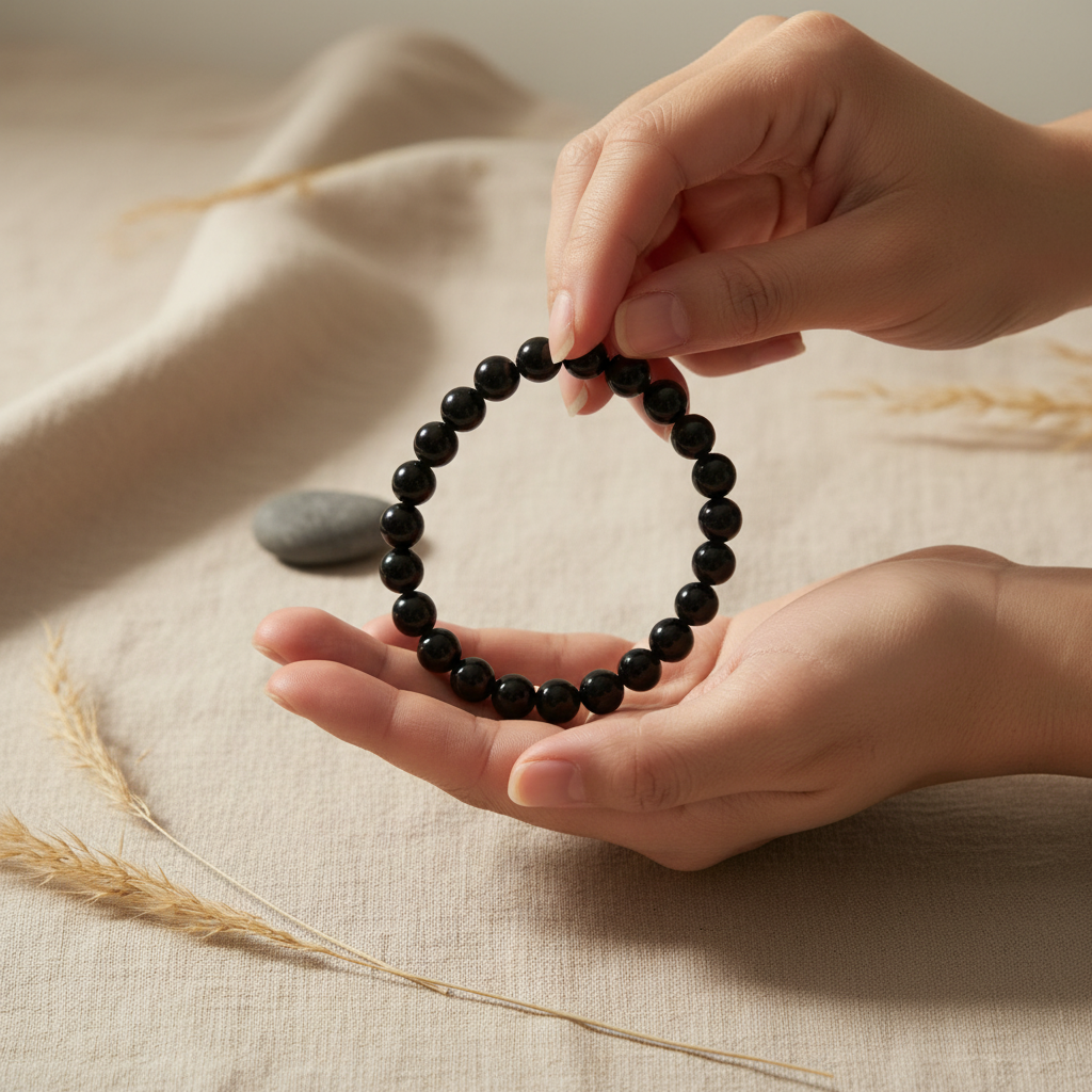 Black Onyx Bracelet Natural - Hand and Props