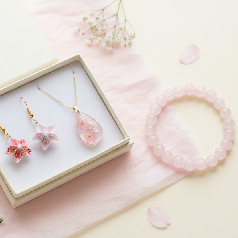 Handpicked Japanese jewelry mystery set packed in Osaka, Japan