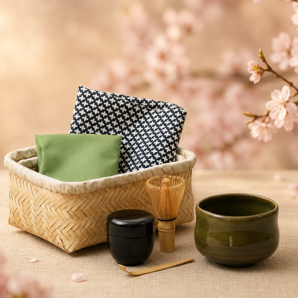matcha set with sakura