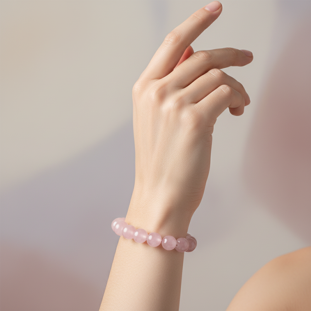 Rose Quartz Bracelet - On Wrist