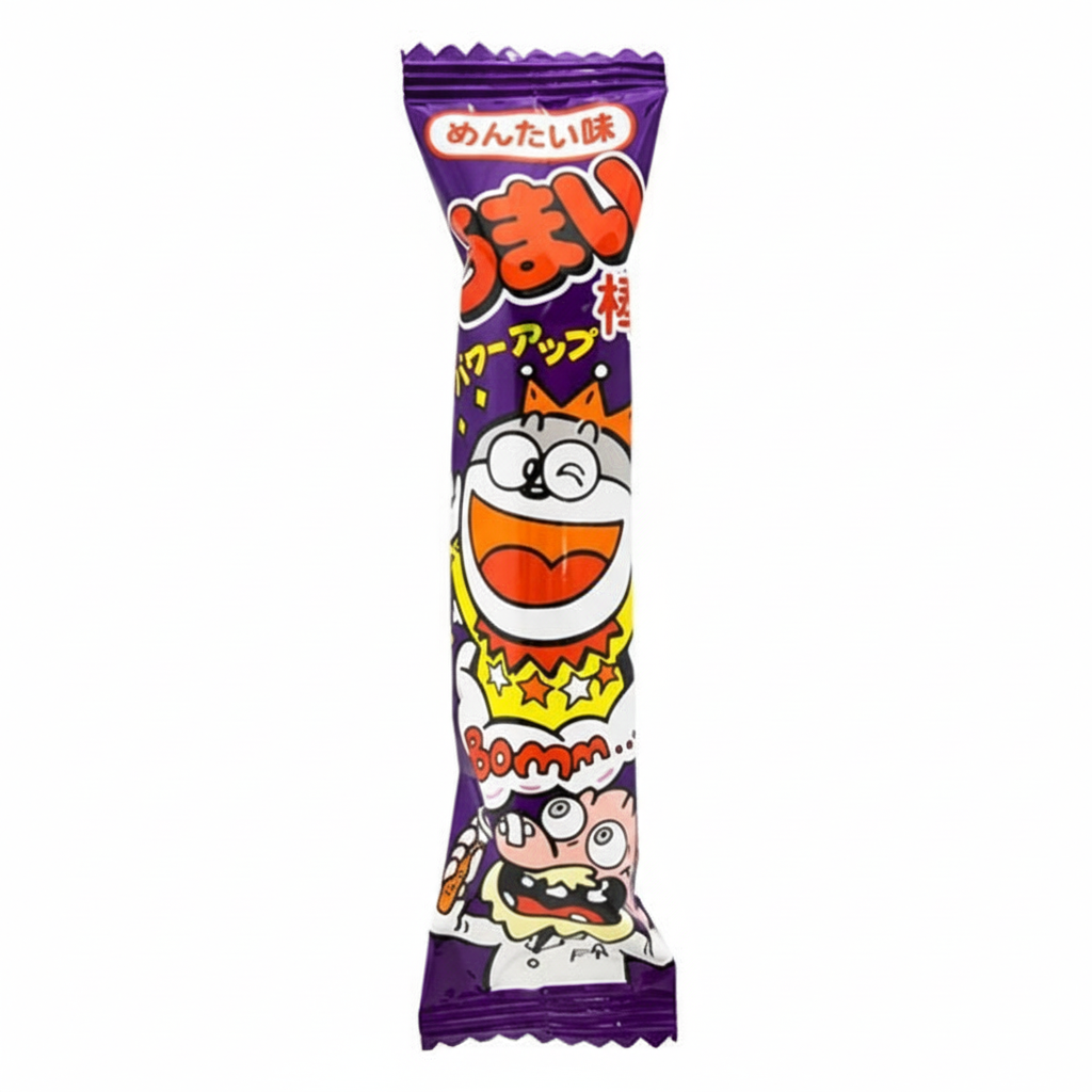 Umaibo Japanese corn snack stick, a popular and fun dagashi from Japan